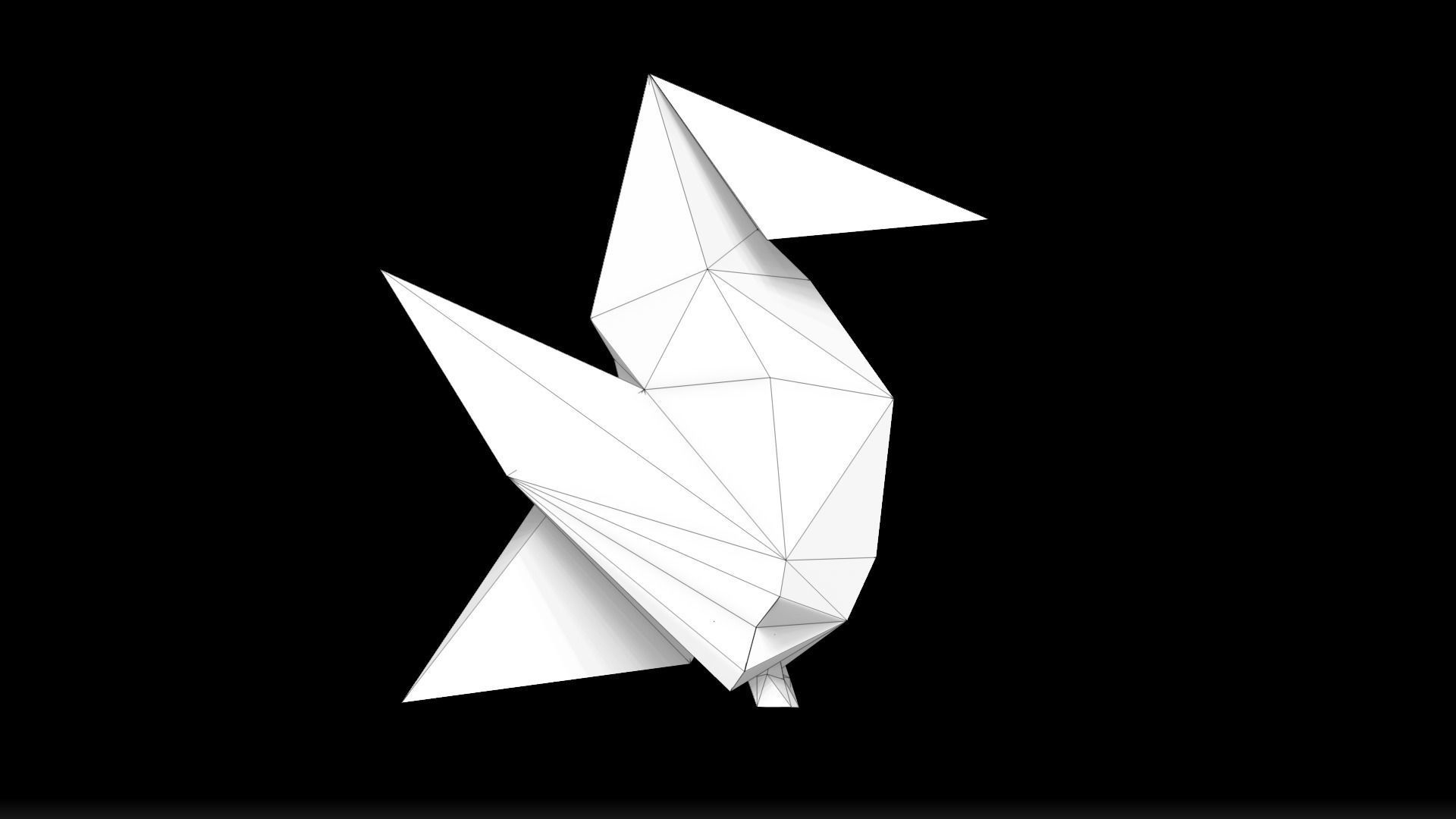 Origami Bird  Low-poly 3D model_6