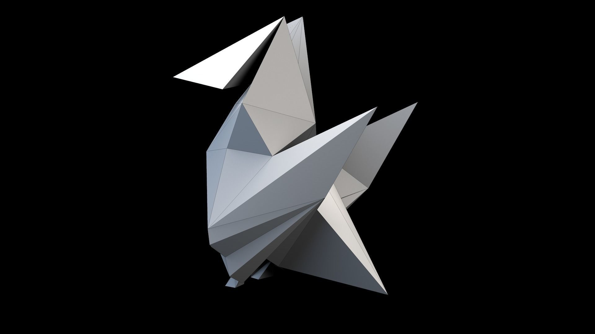 Origami Bird  Low-poly 3D model_2