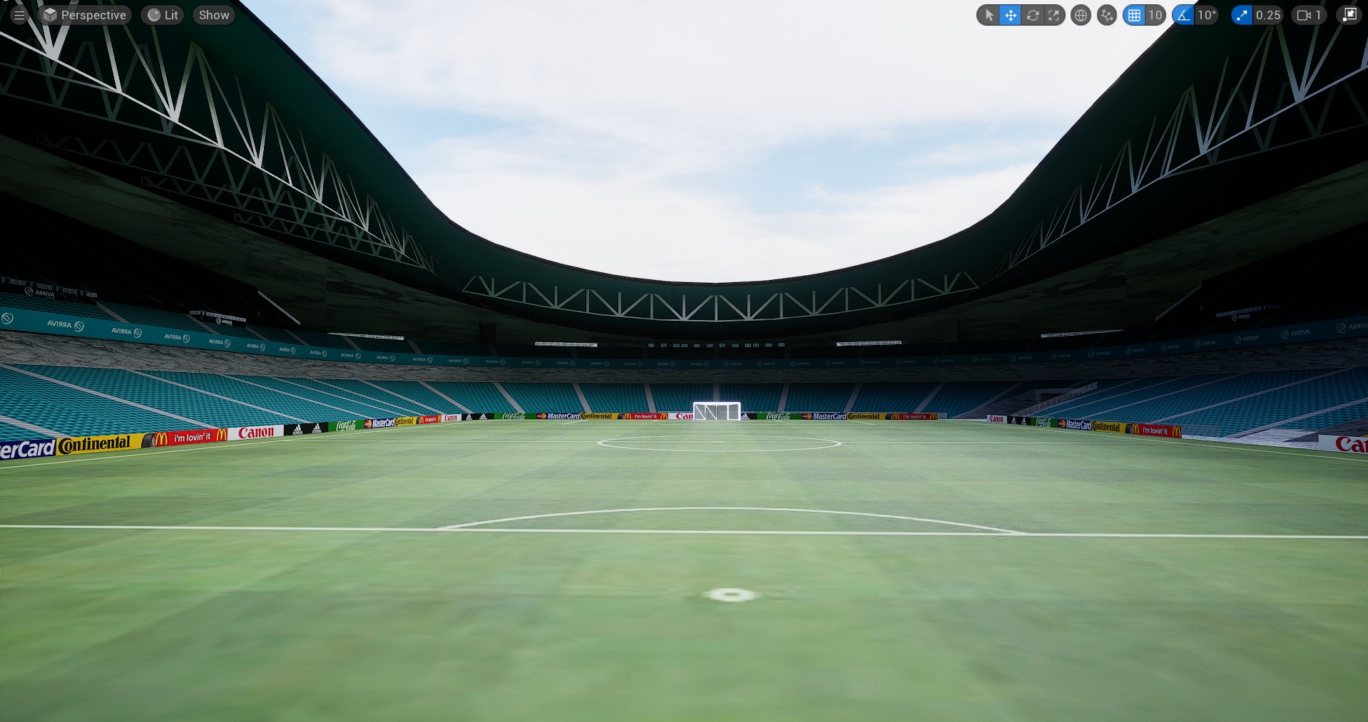 Stadium 3D model soccer football with seats design Low-poly 3D model_4