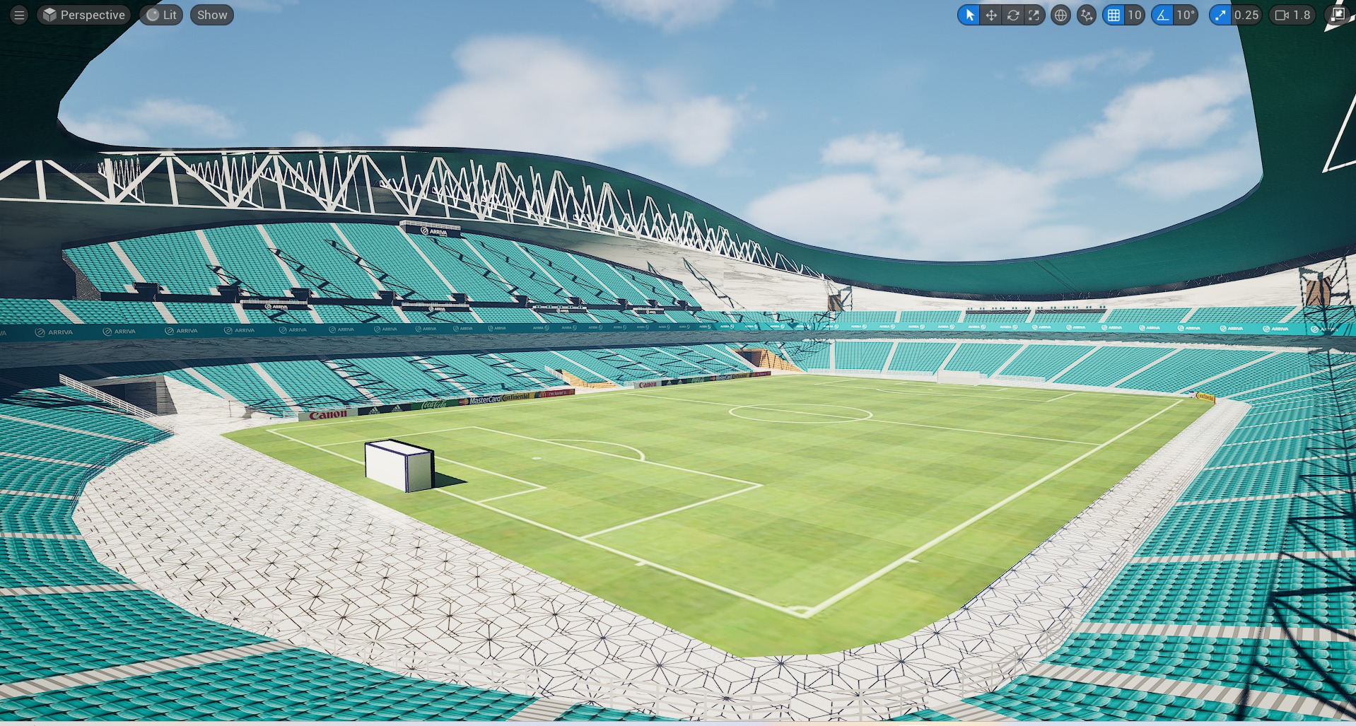 Stadium 3D model soccer football with seats design Low-poly 3D model_18
