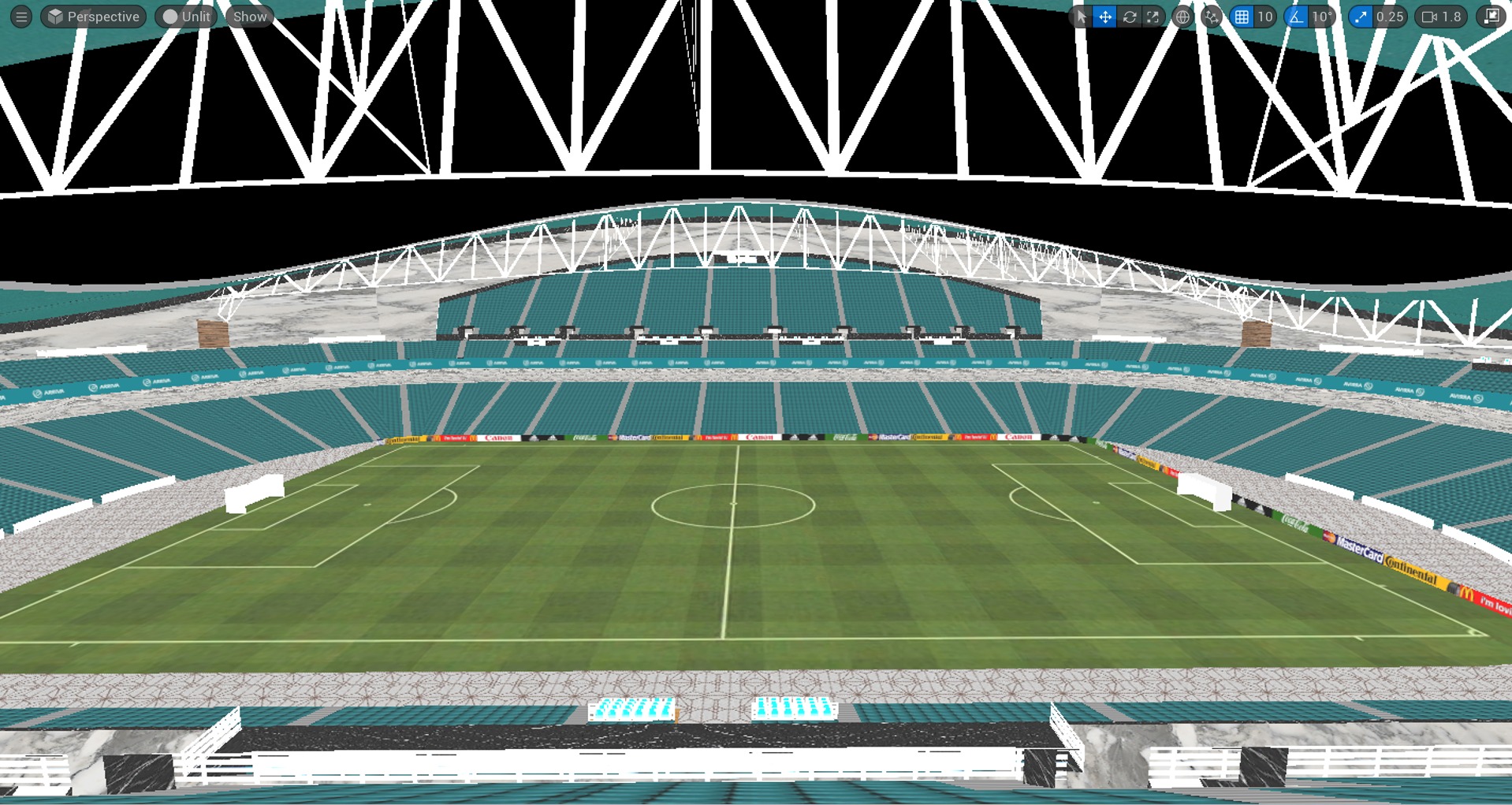 Stadium 3D model soccer football with seats design Low-poly 3D model_16