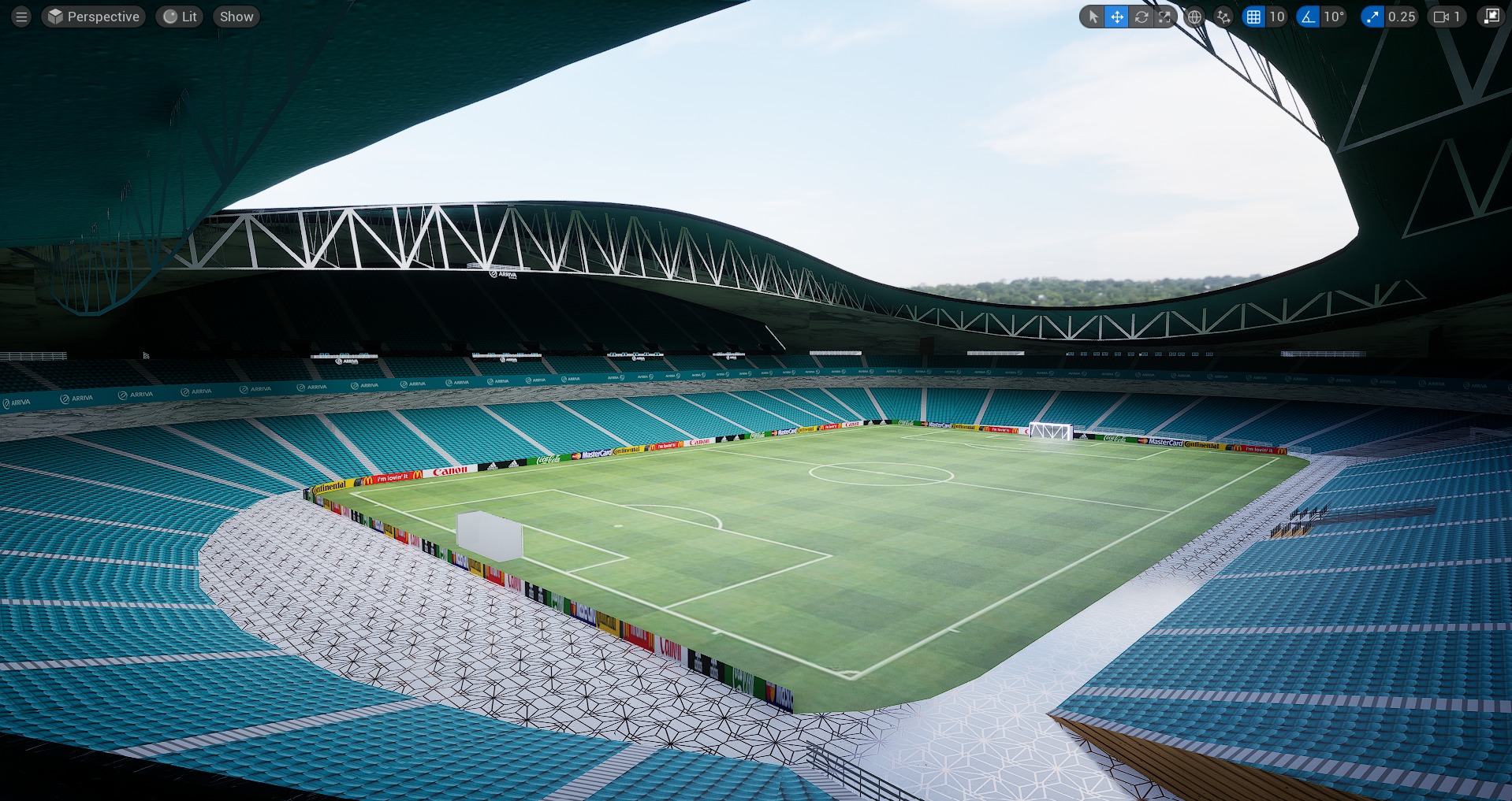 Stadium 3D model soccer football with seats design Low-poly 3D model_3