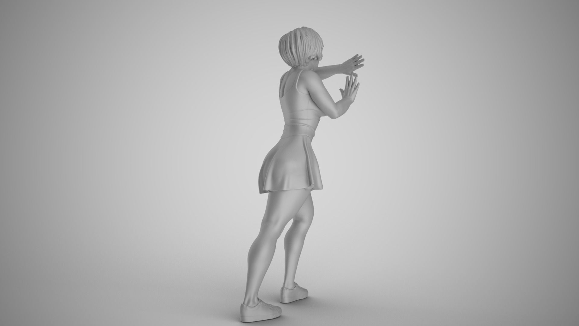 Pushing Girl 3D print model_3