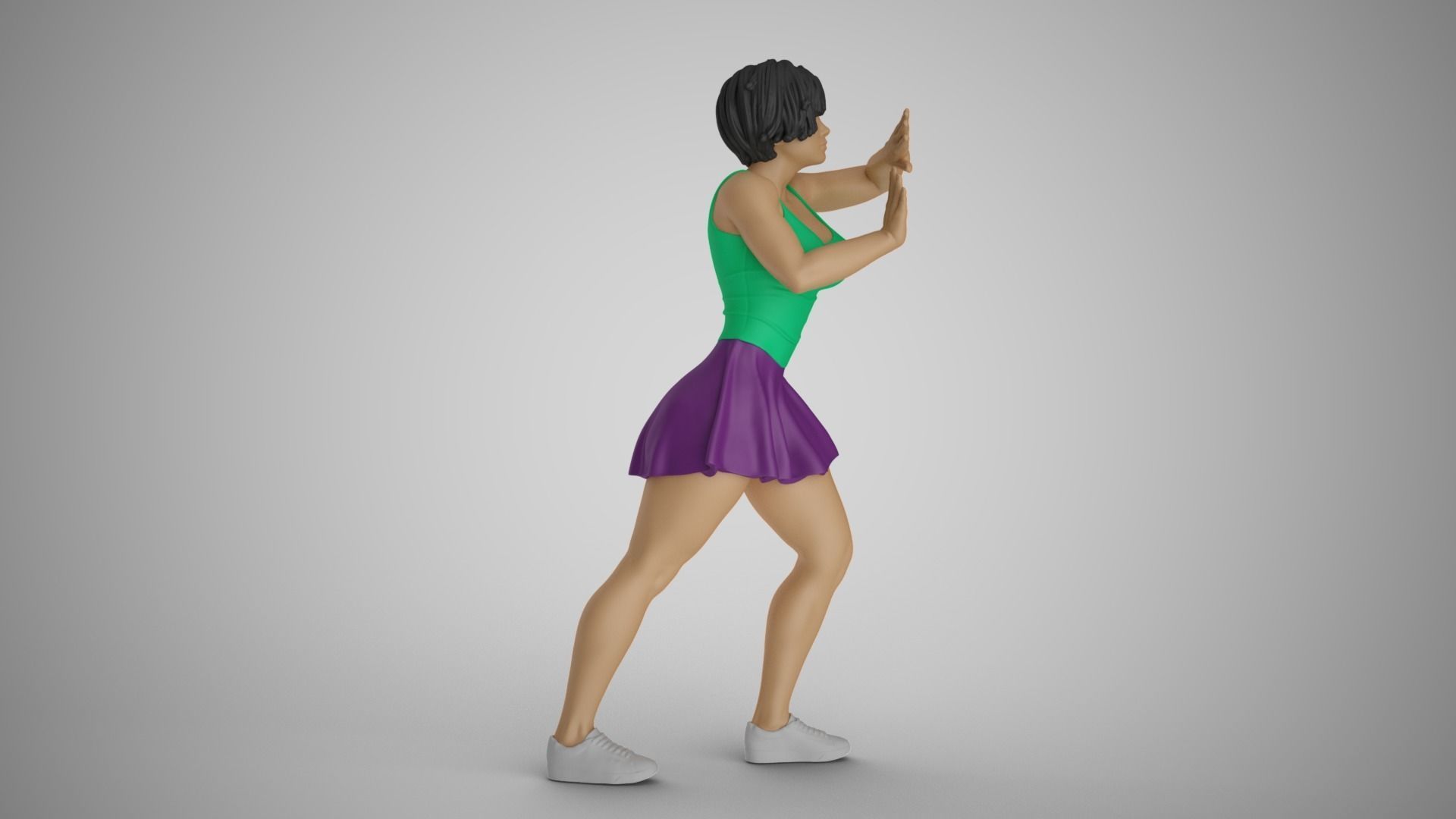 Pushing Girl 3D print model_4