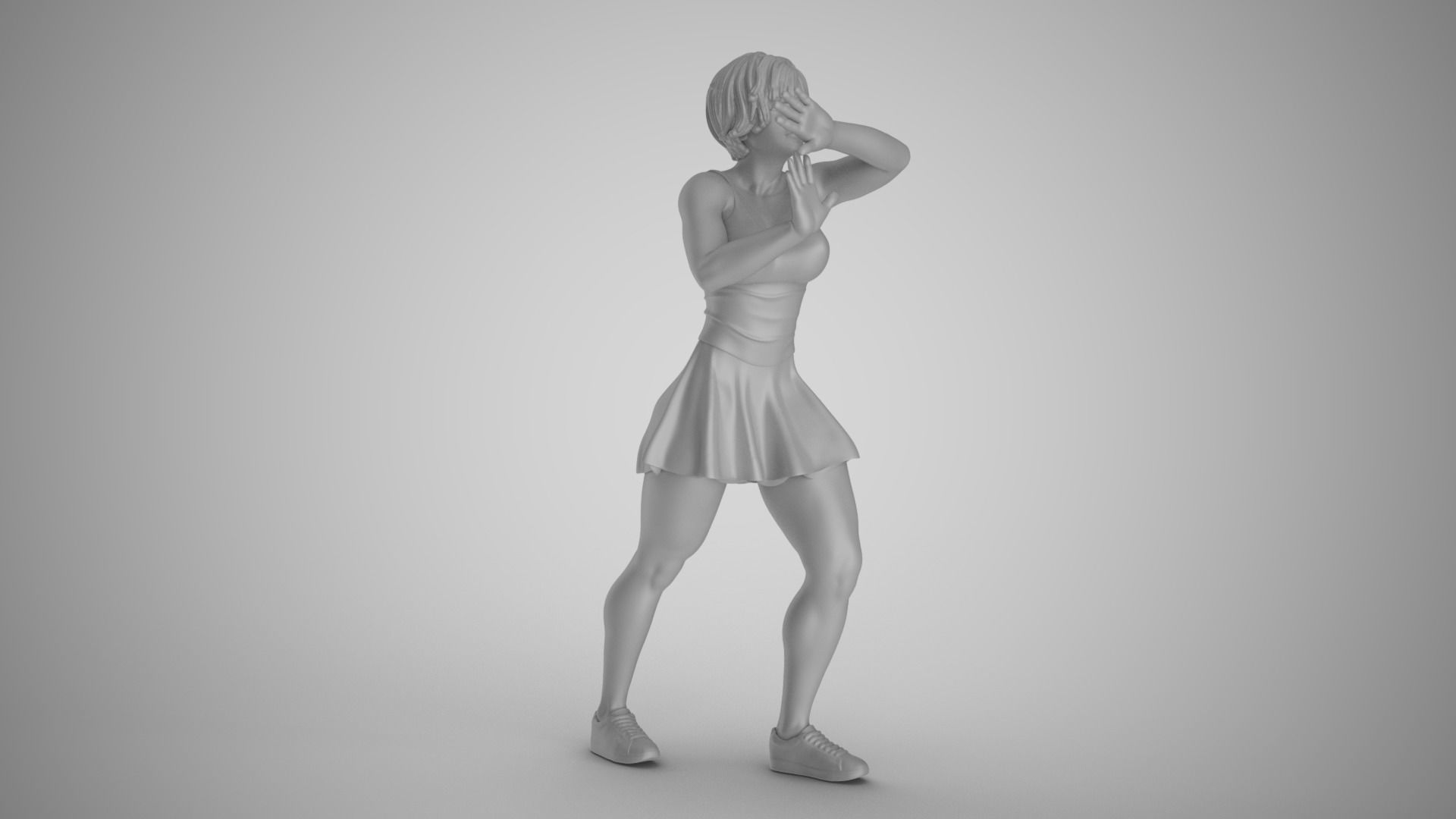 Pushing Girl 3D print model_1