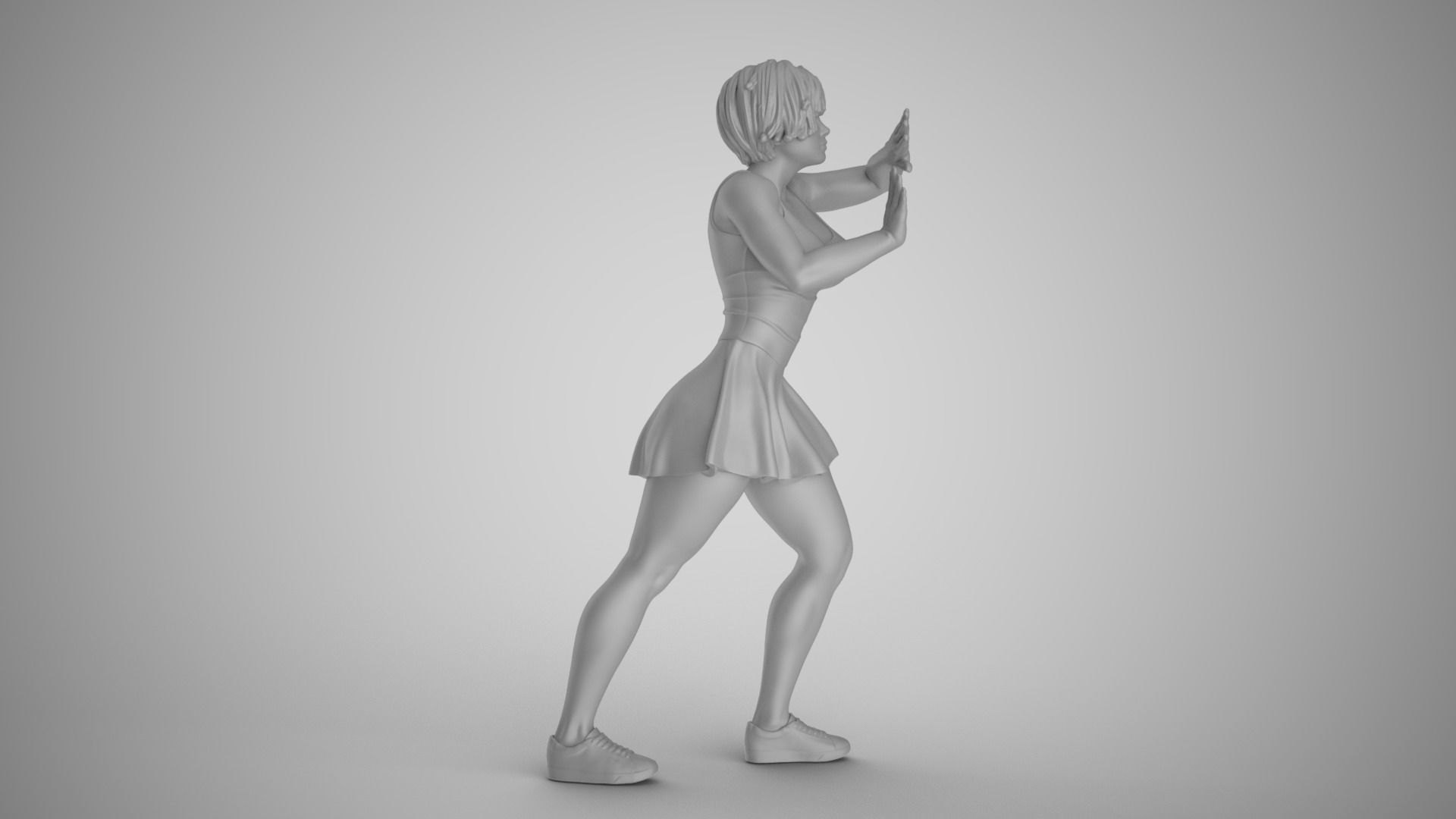 Pushing Girl 3D print model_2