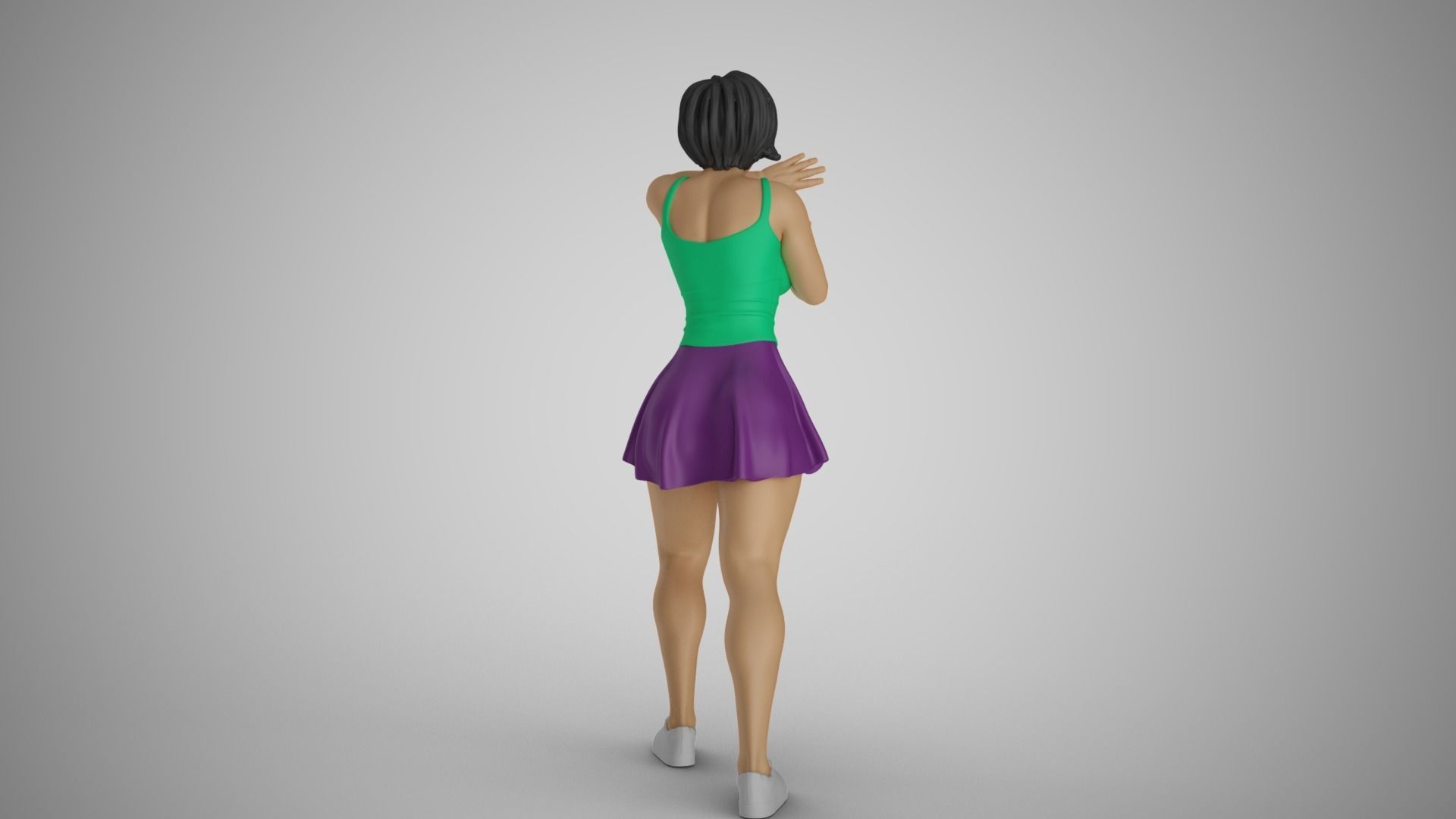 Pushing Girl 3D print model_6