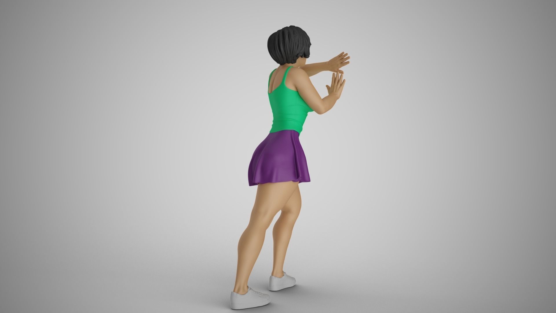 Pushing Girl 3D print model_5