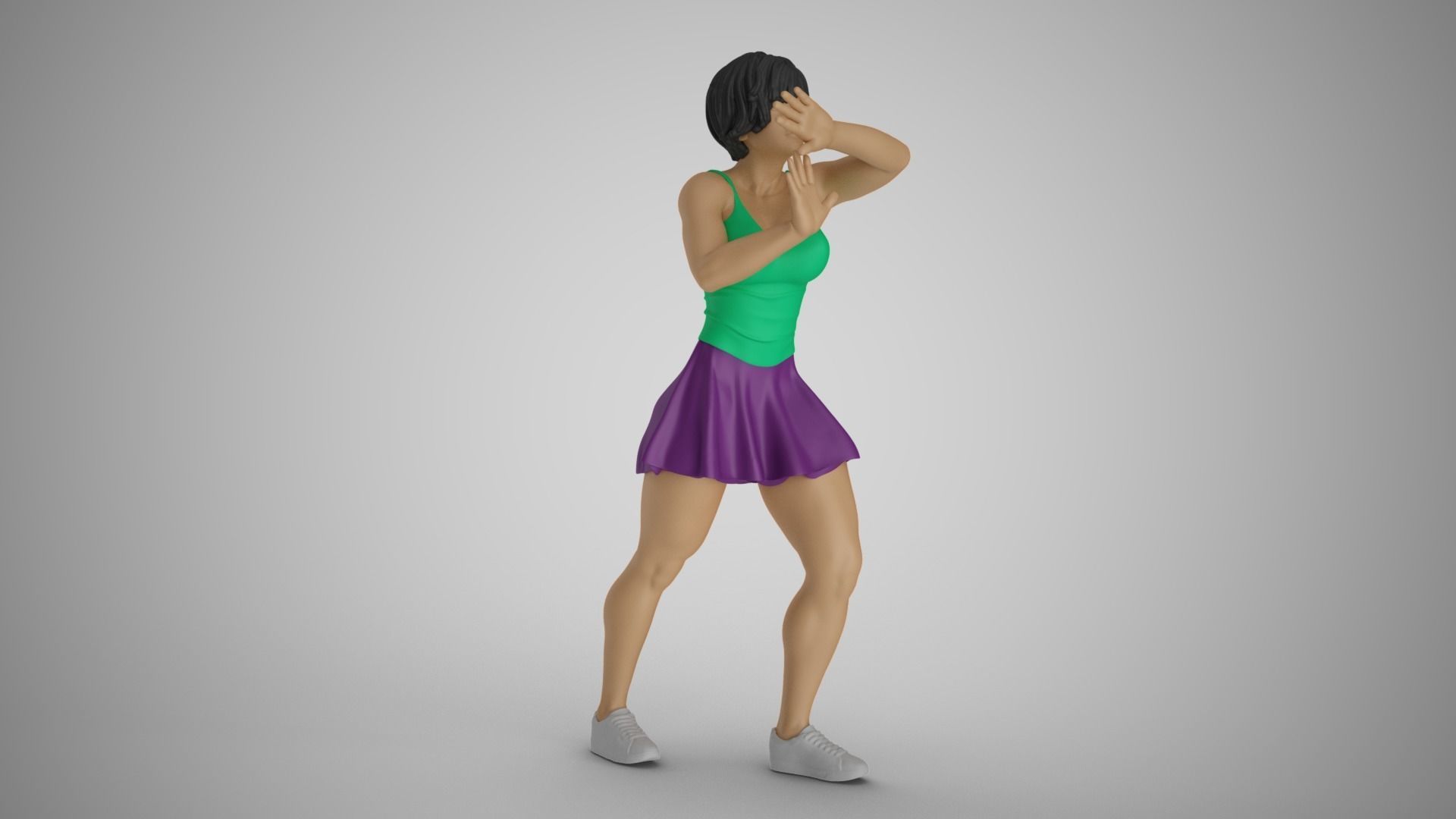 Pushing Girl 3D print model_11