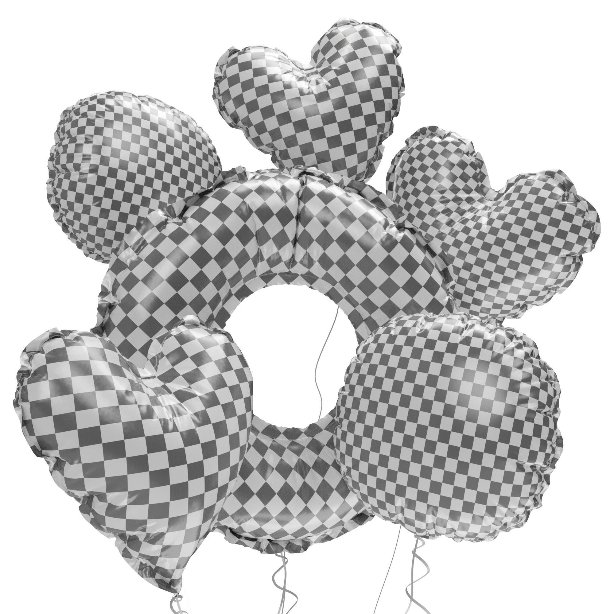 Love Balloons Valentines Day Set 3D model_2