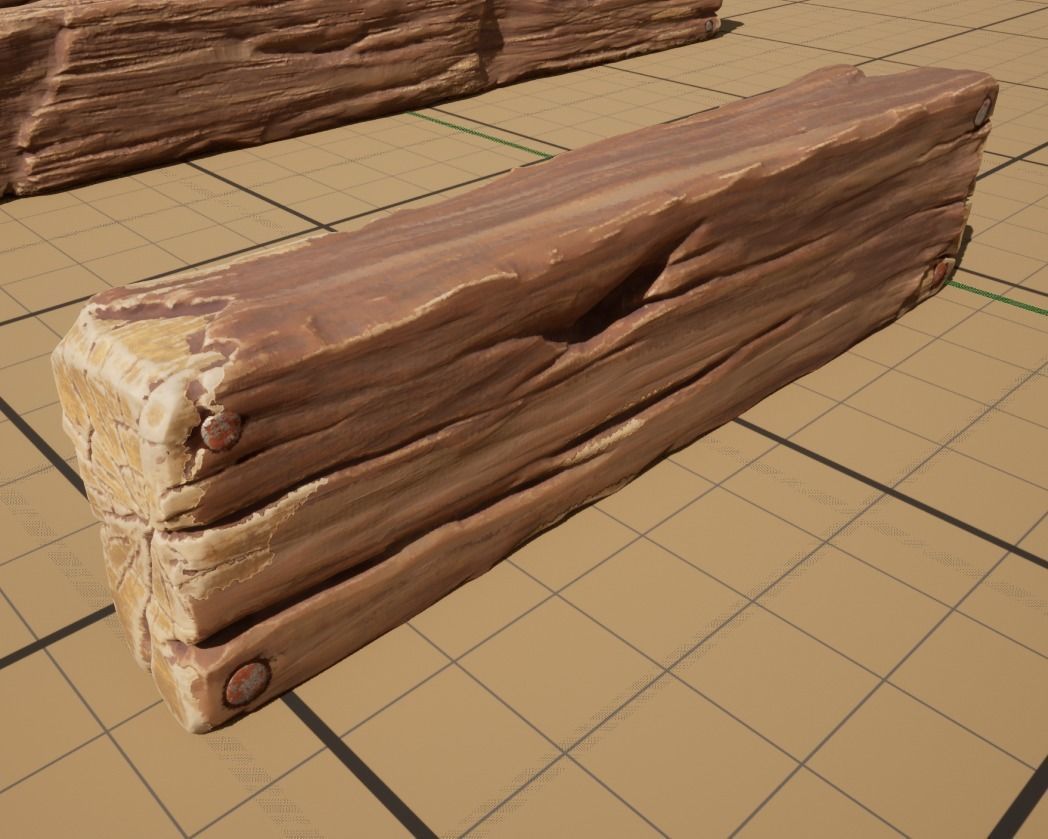 Wooden beams planks floor and balcony pack Low-poly 3D model_6
