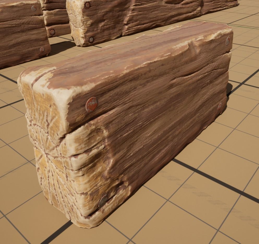 Wooden beams planks floor and balcony pack Low-poly 3D model_4