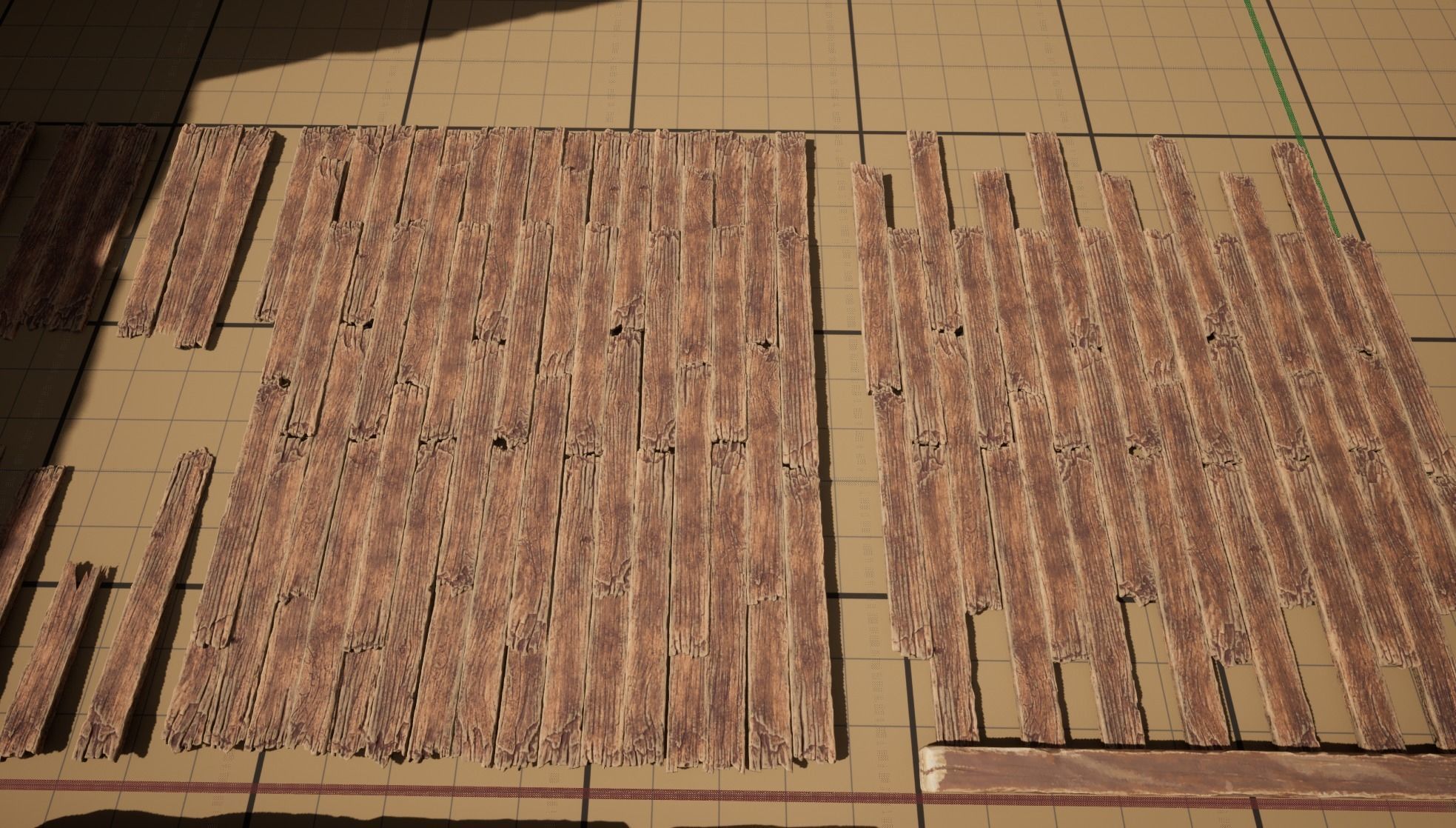 Wooden beams planks floor and balcony pack Low-poly 3D model_7