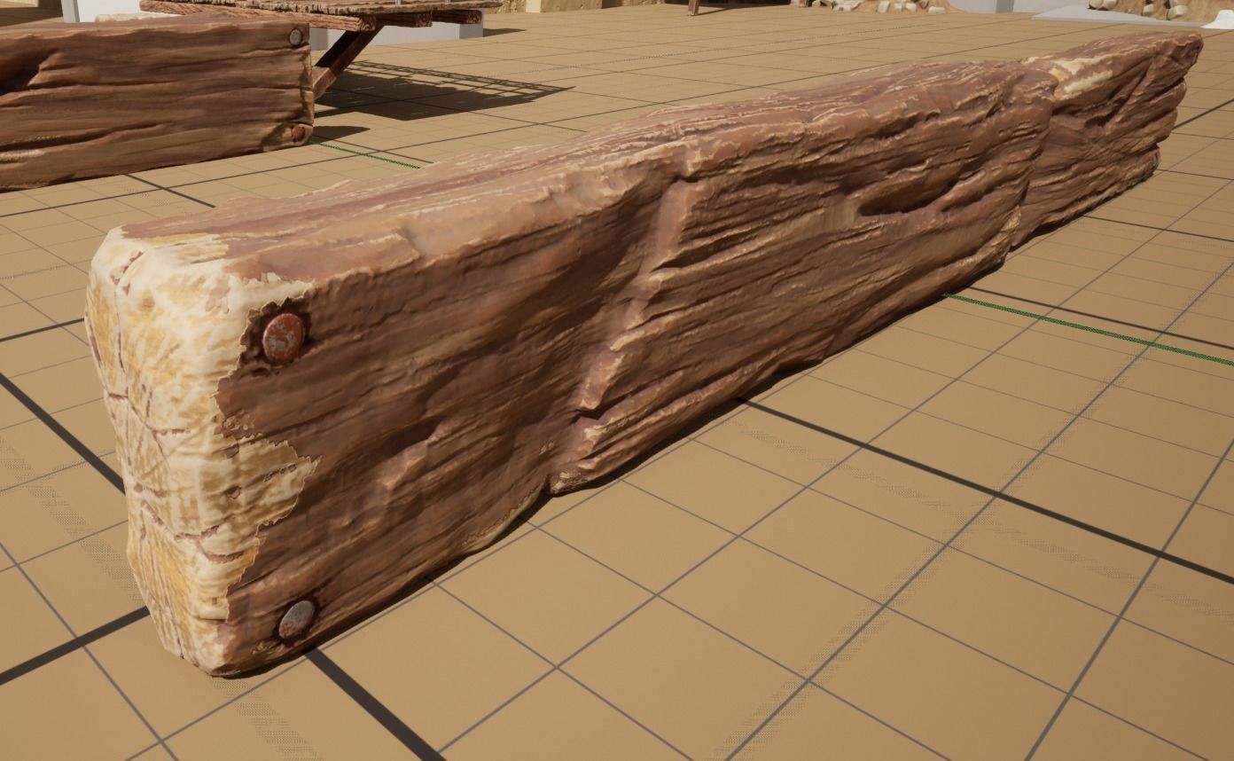 Wooden beams planks floor and balcony pack Low-poly 3D model_5