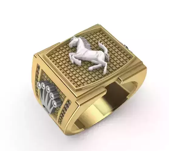 Anillo para Hombre  Caballo corona aplique  Men Ring Horse