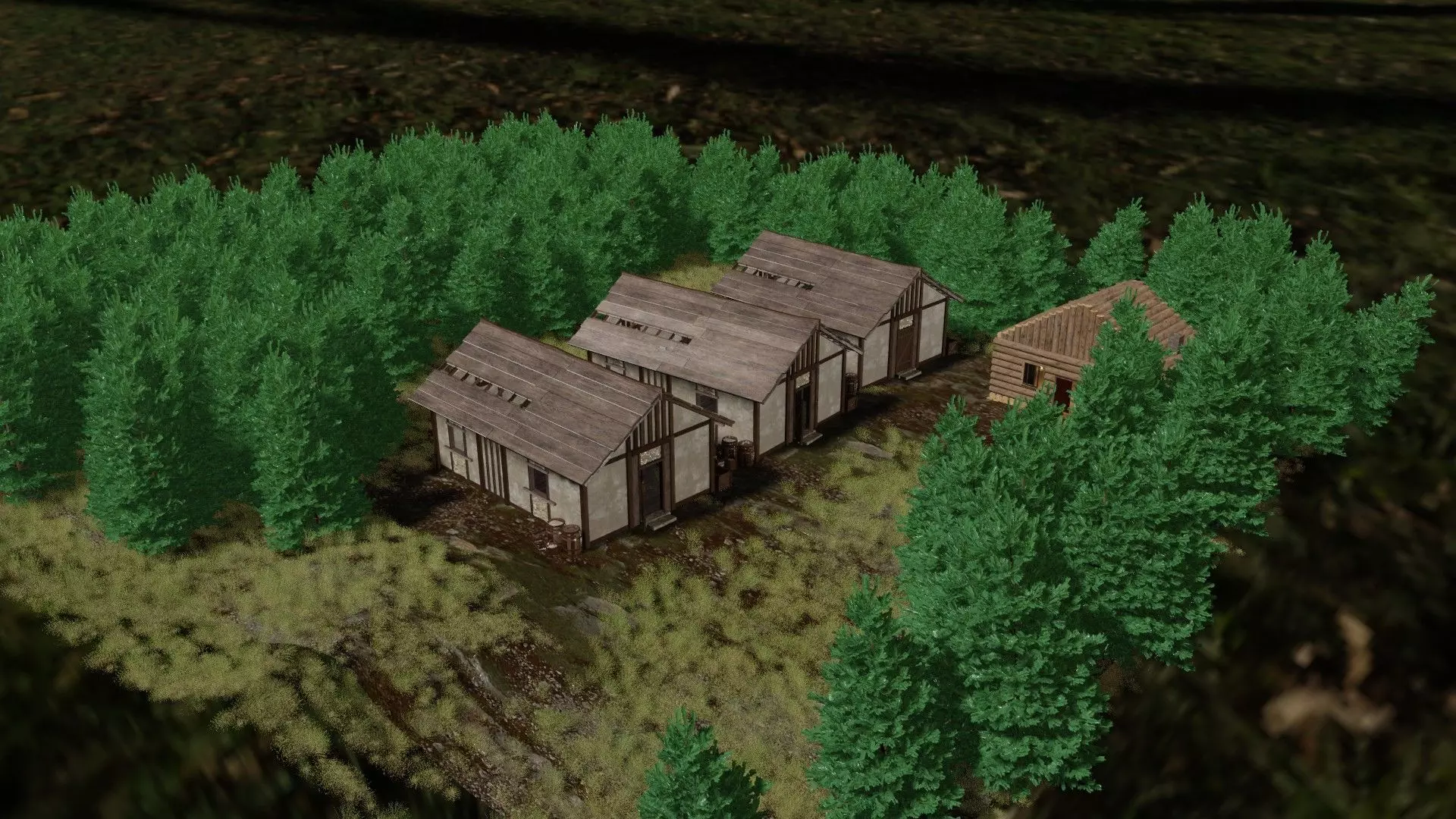 Small village with two fully furnished homes Free 3D model