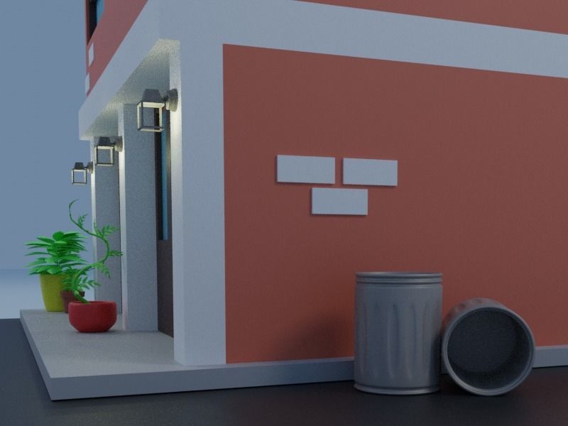 Cartoon house Low-poly 3D model_2