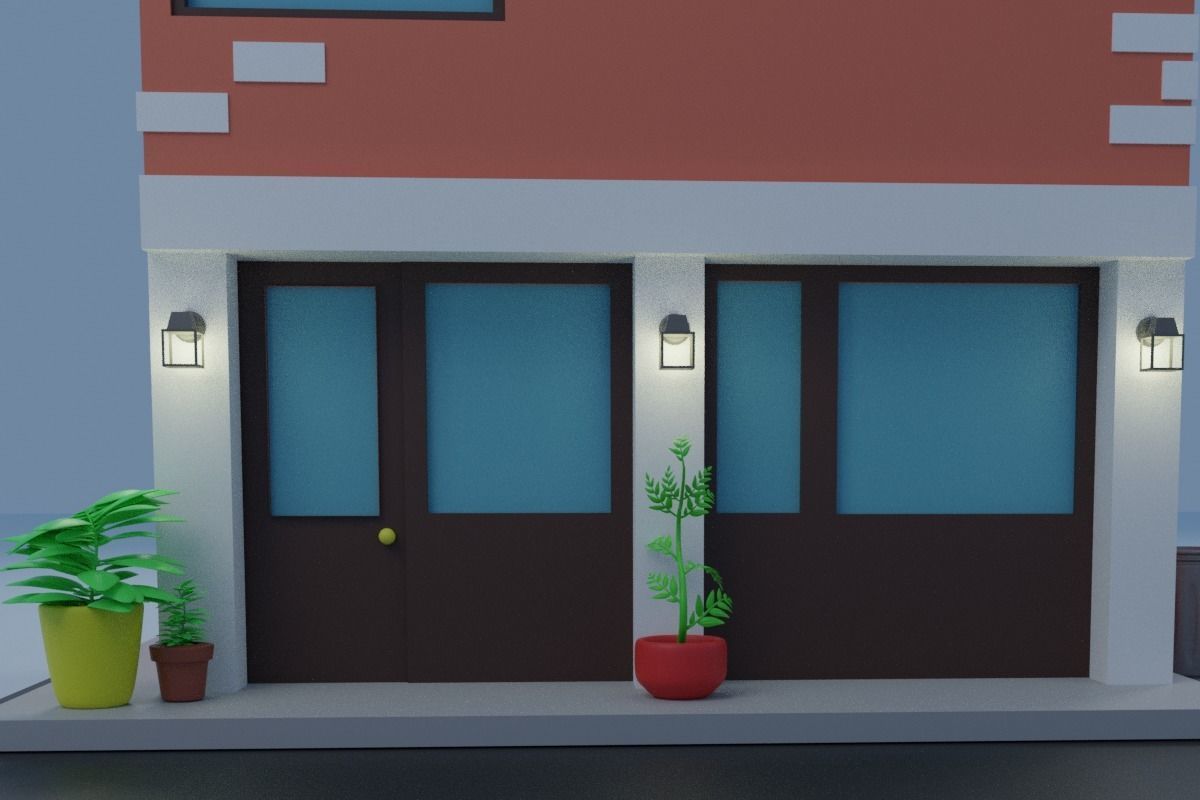 Cartoon house Low-poly 3D model_1