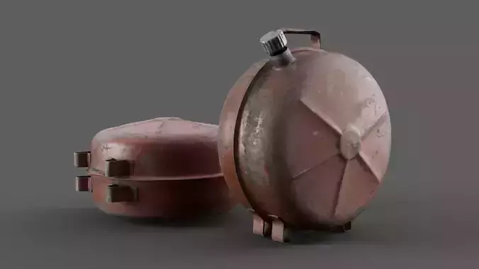 Canister realistic two rusty metal containers 3D model