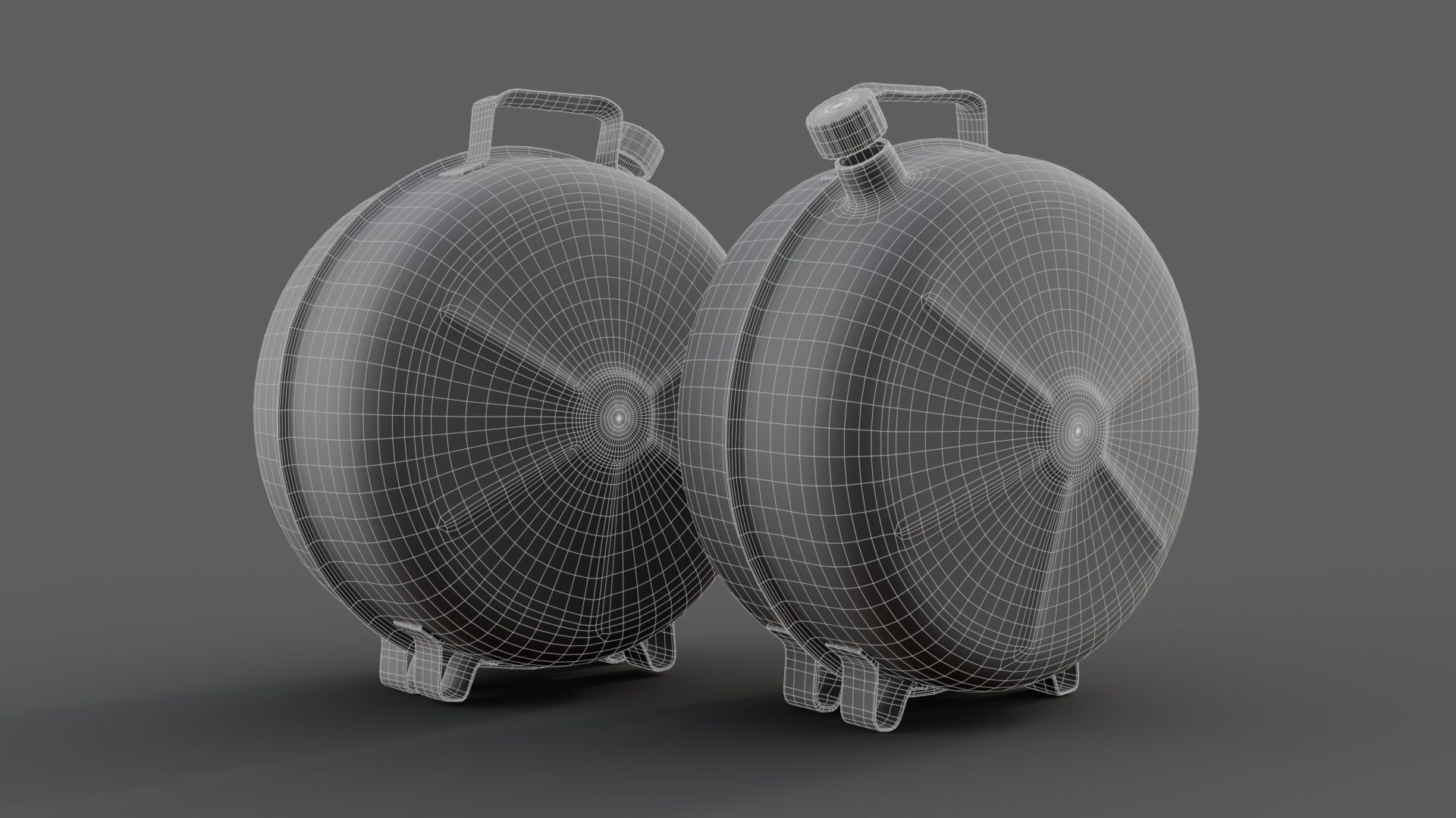 Canister realistic two rusty metal containers 3D model_3