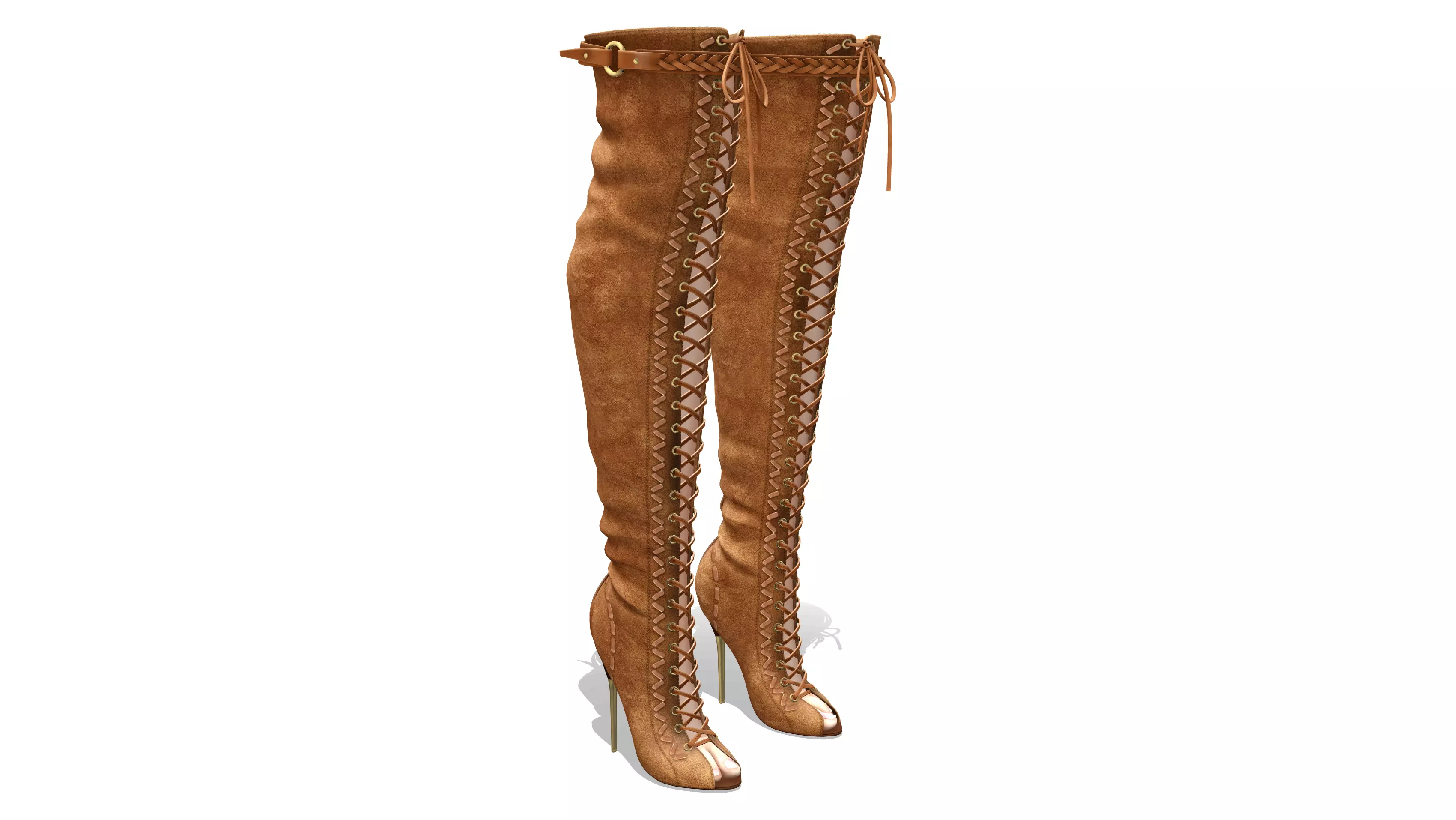 Over The Knee Lace Up Boots Low-poly 3D model