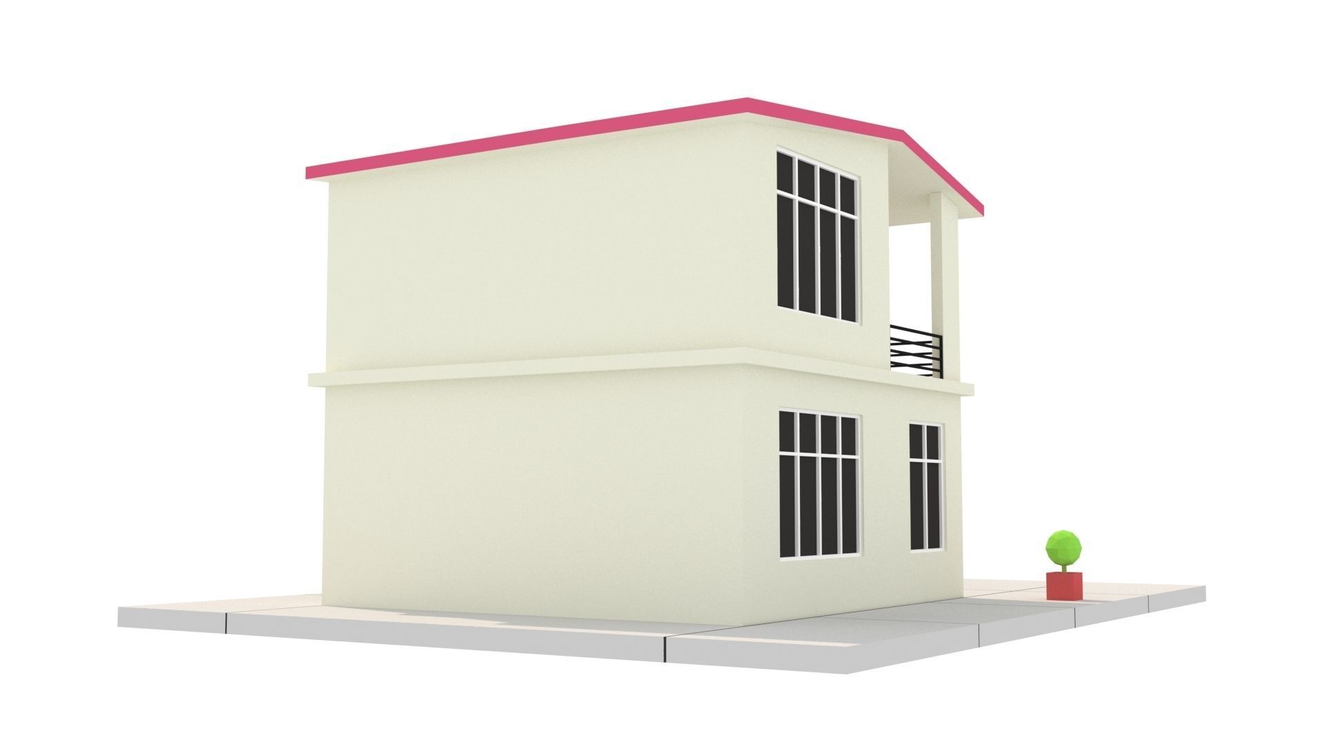 Modern House 03 Low-poly 3D model_4