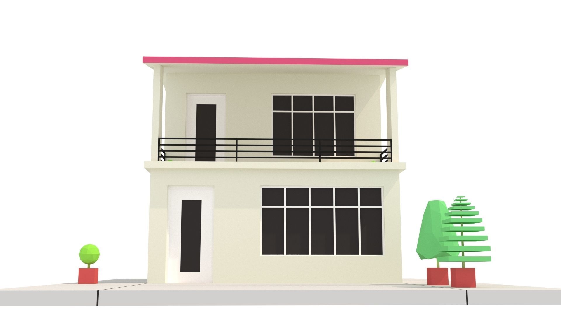 Modern House 03 Low-poly 3D model_6