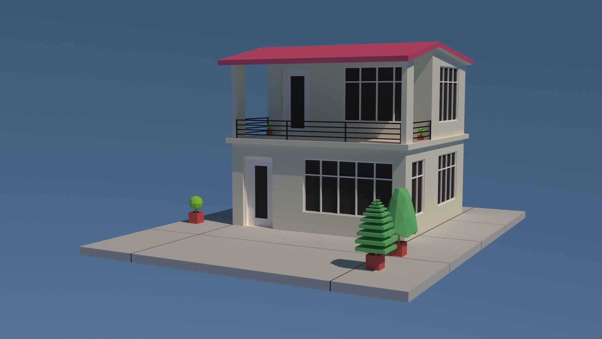 Modern House 03 Low-poly 3D model_2