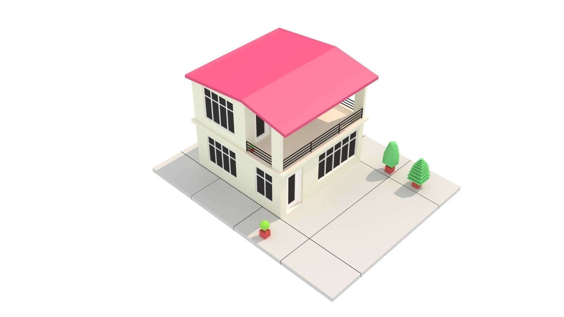 Modern House 03 Low-poly 3D model_5