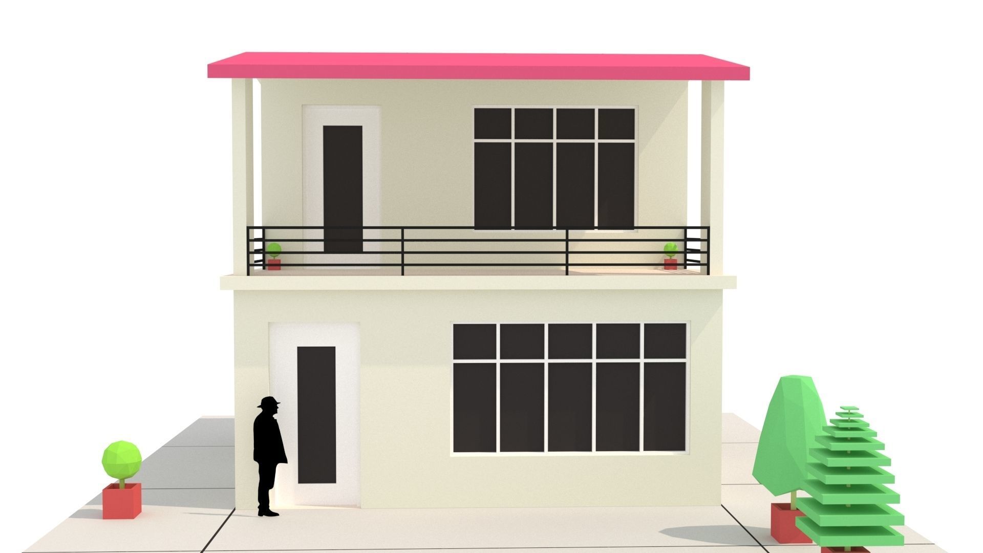 Modern House 03 Low-poly 3D model_7