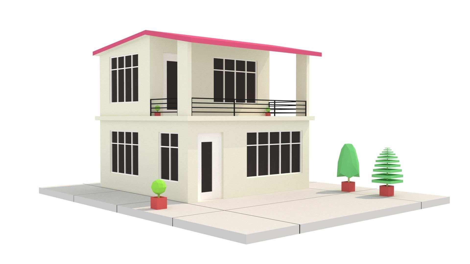 Modern House 03 Low-poly 3D model_1