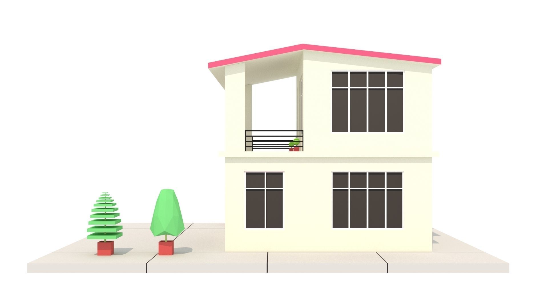 Modern House 03 Low-poly 3D model_3