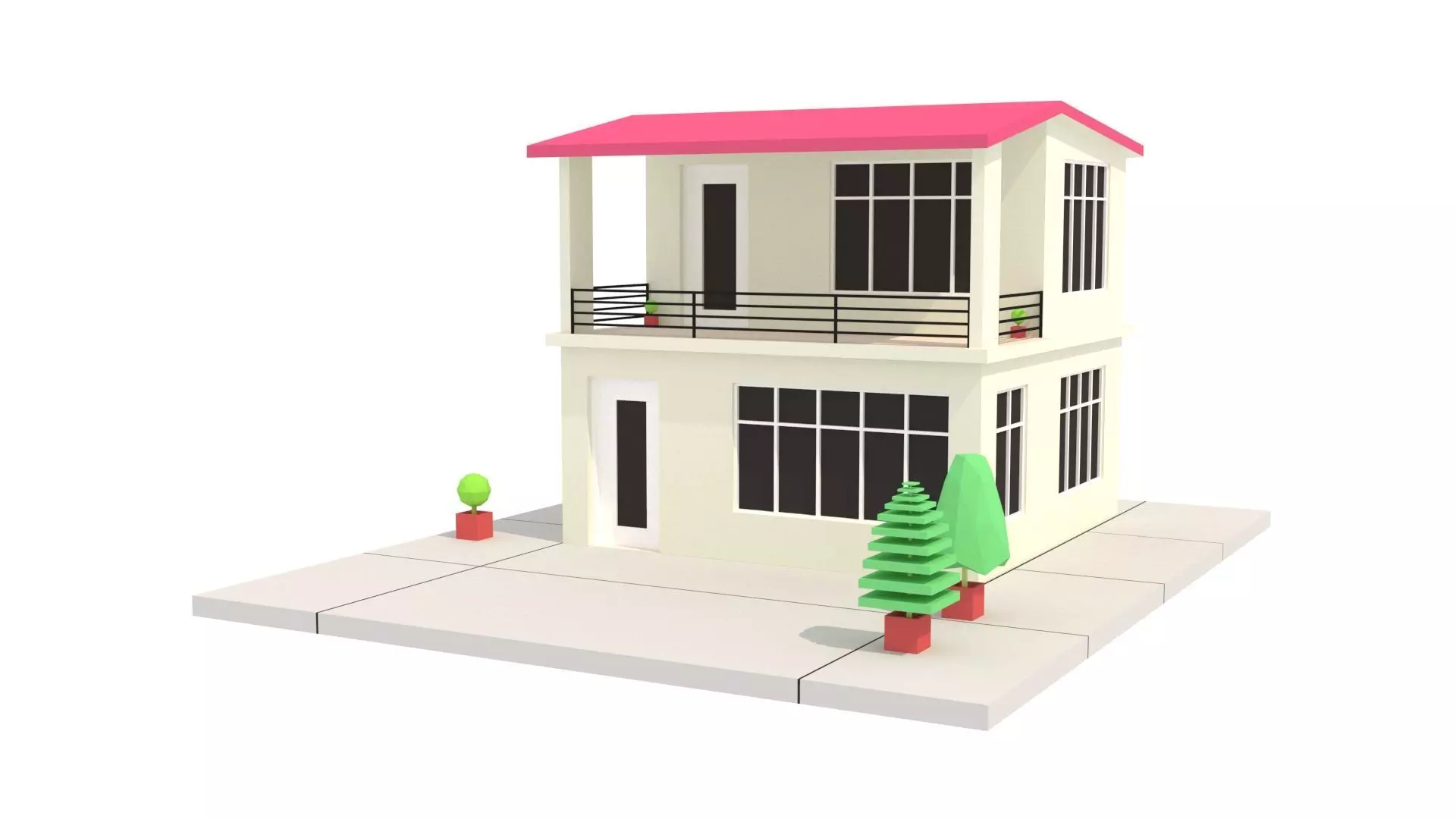 Modern House 03 Low-poly 3D model_0