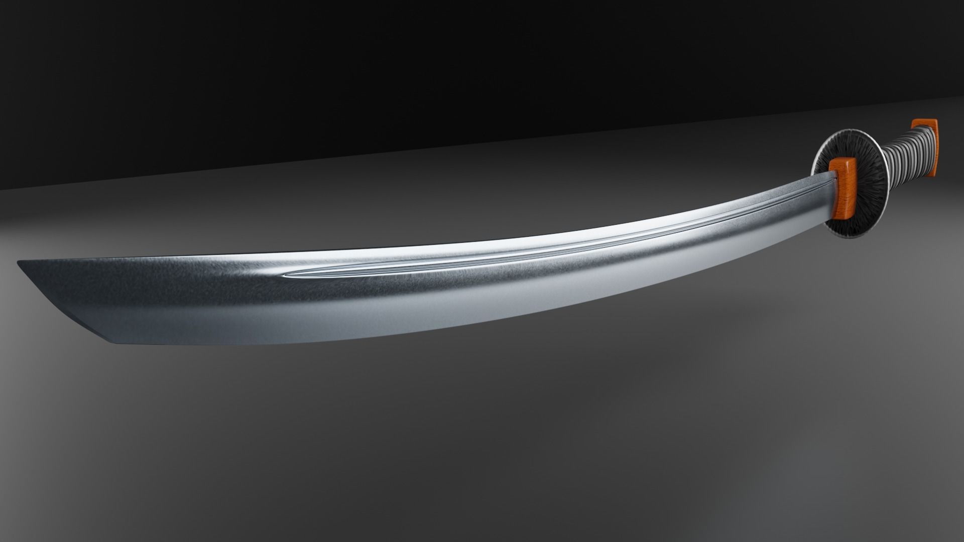 Weapon Sword Katana with wooden handle 3D model 3D model_2