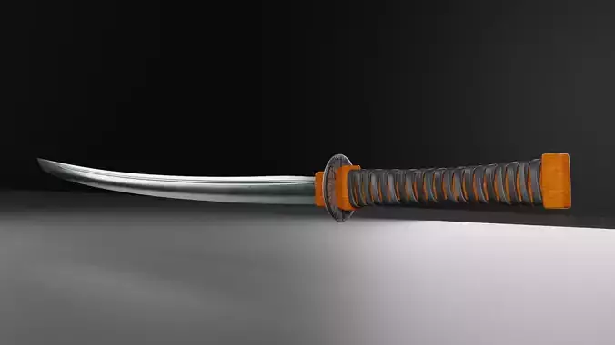 Weapon Sword Katana with wooden handle 3D model