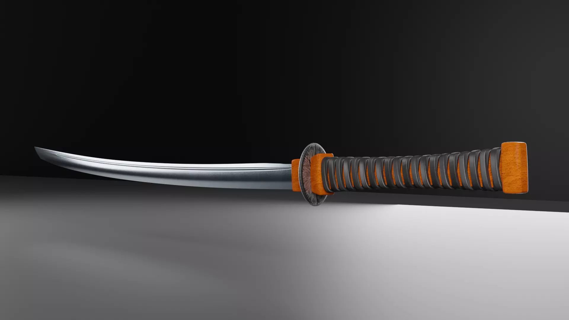 Weapon Sword Katana with wooden handle 3D model 3D model_0