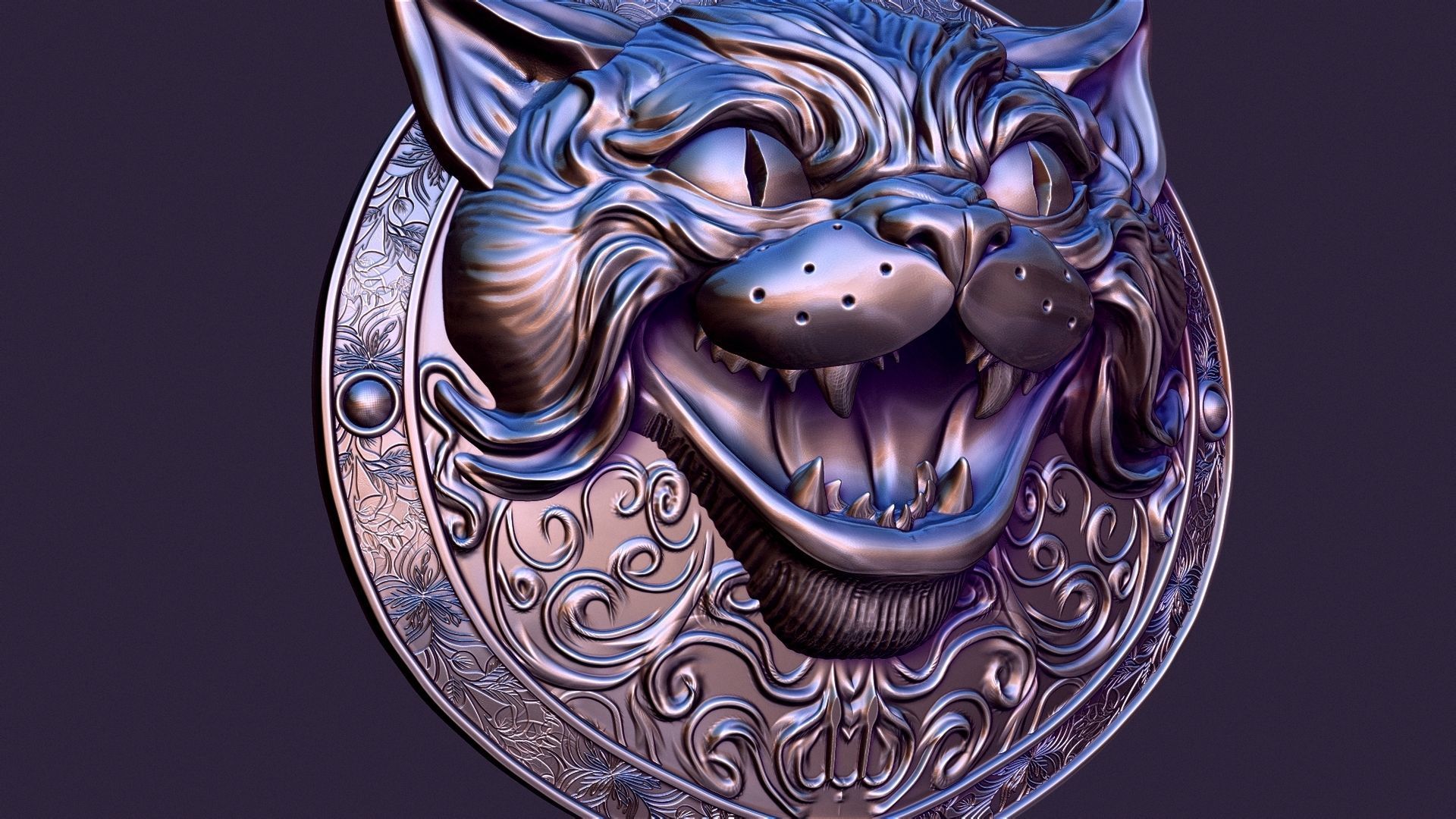 CAT MEDALLION 3D print model_17