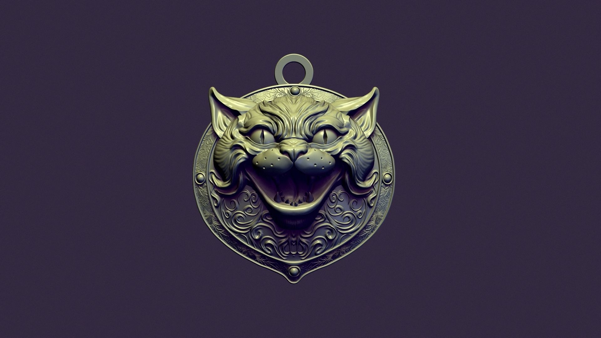CAT MEDALLION 3D print model_12