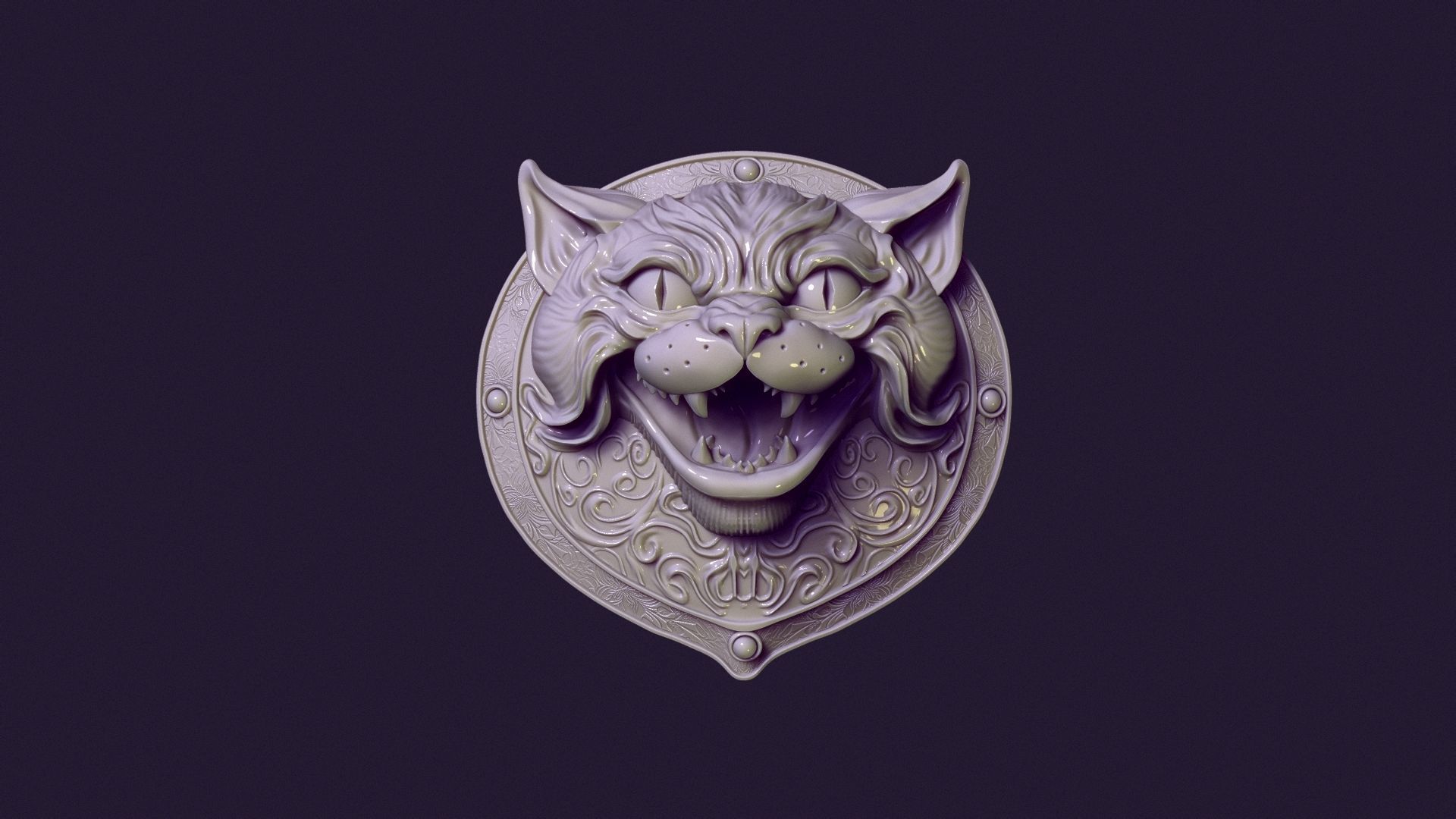 CAT MEDALLION 3D print model_1