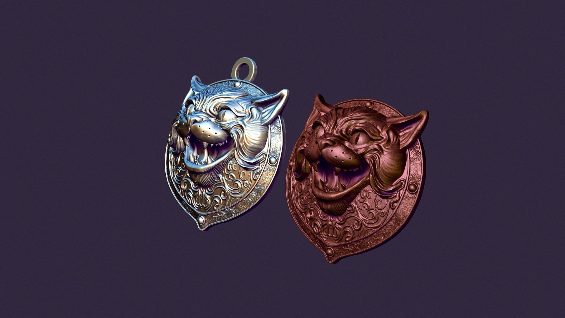 CAT MEDALLION 3D print model_8