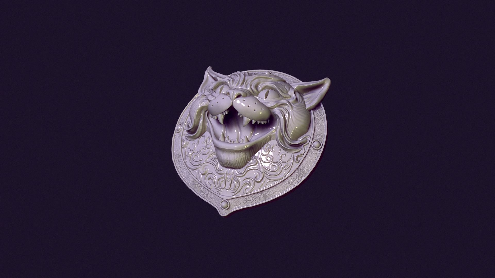 CAT MEDALLION 3D print model_5