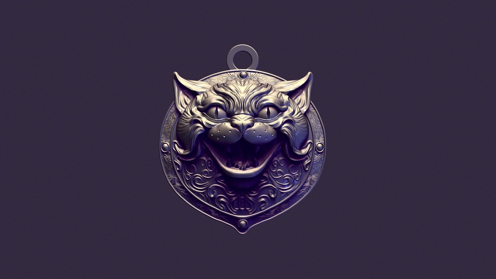 CAT MEDALLION 3D print model_2