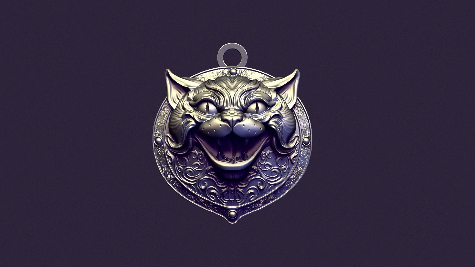 CAT MEDALLION 3D print model_11