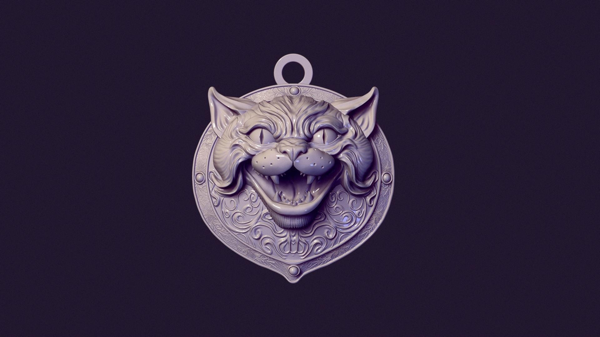 CAT MEDALLION 3D print model_9