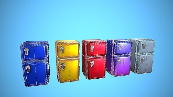 FRIDGE CARTOON STYLIZED KITCHEN OPEN Low-poly 3D model 5