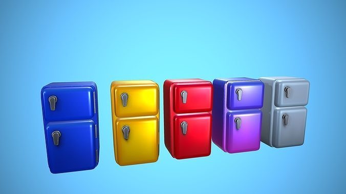 FRIDGE CARTOON STYLIZED KITCHEN OPEN Low-poly 3D model 3