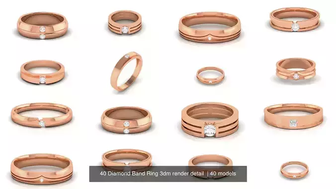 40 Diamond Band Ring 3dm render detail 