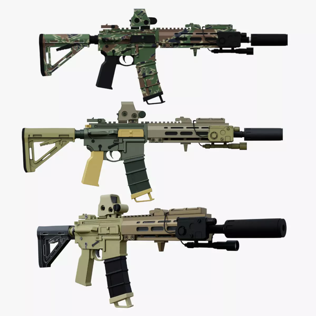 Assault Rifle HK416 A5 Low-poly 3D model_0