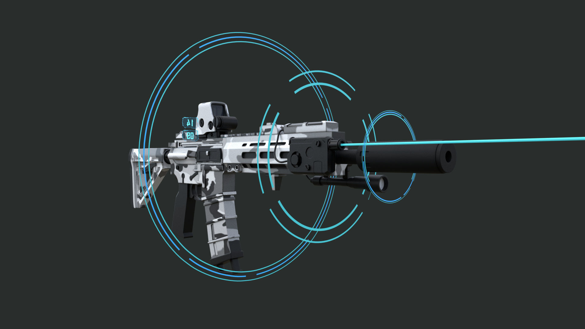 Assault Rifle HK416 A5 Low-poly 3D model_6