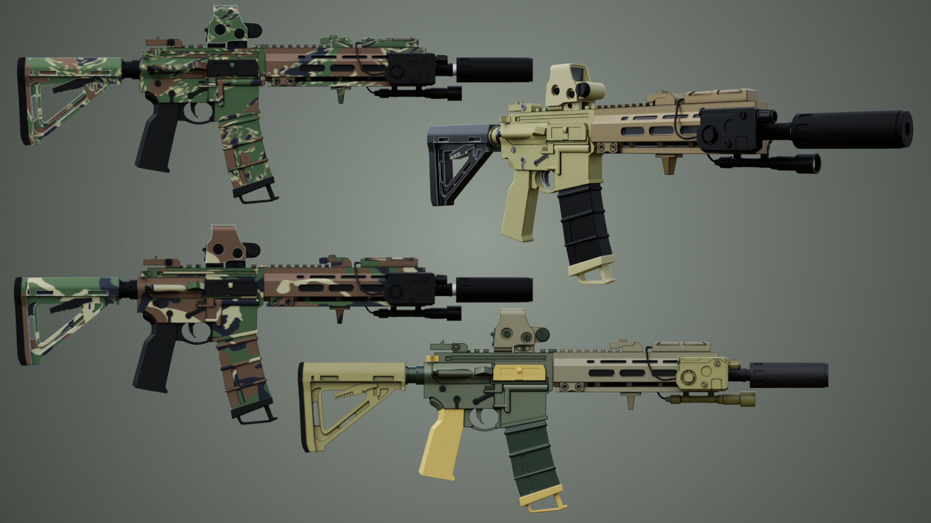 Assault Rifle HK416 A5 Low-poly 3D model_1